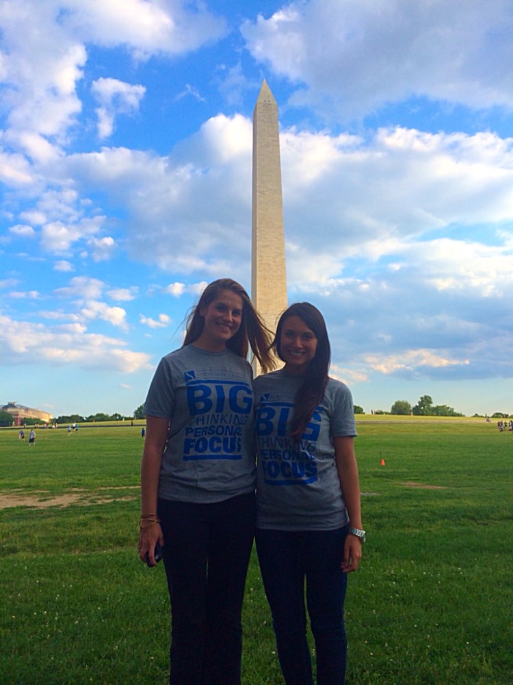 Rachael Frye and Veronica Bucci at the Washington Monument in Washington D.C.