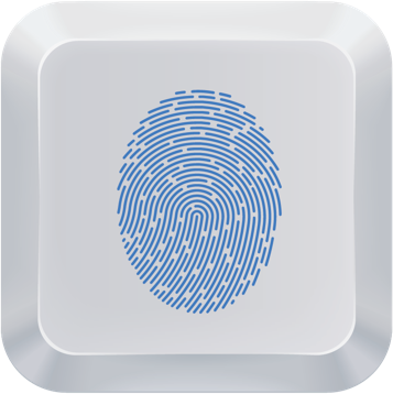 keyboard key with blue fingerprint