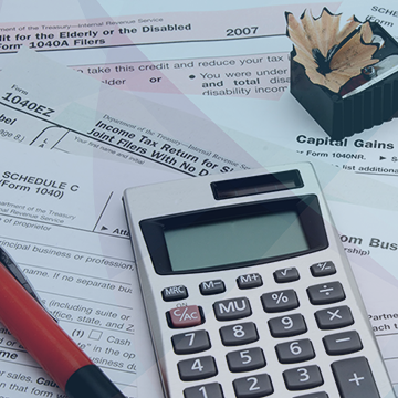 Calculator on Tax Documents